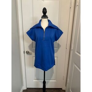 SSYS The Label Piper Air Royal Blue Zip Tunic Top S Short Sleeve Modern Chic‎